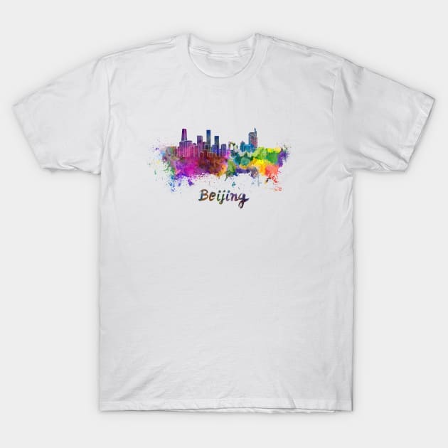 Beijing skyline in watercolor T-Shirt by PaulrommerArt